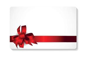 Gift Card with Red Bow and Ribbon Vector Illustration