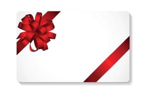 Gift Card with Red Bow and Ribbon Vector Illustration