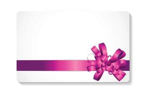 Gift Card with Pink Bow and Ribbon Vector Illustration
