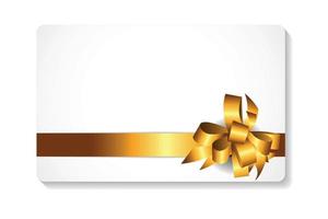 Gift Card with Gold Bow and Ribbon Vector Illustration