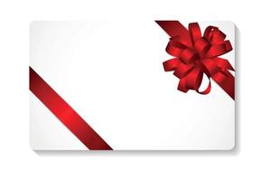 Gift Card with Red Bow and Ribbon Vector Illustration