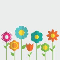 Paper Trendy Flat Flower Set Vector Illustration