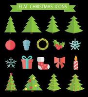 Christmas Flat Icon Set Vector Illustration