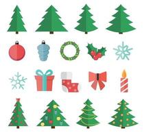 navidad, plano, icono, conjunto, vector, ilustración vector