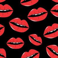 Lips Seamless Pattern Background in Pop Art Style Vector Illustration