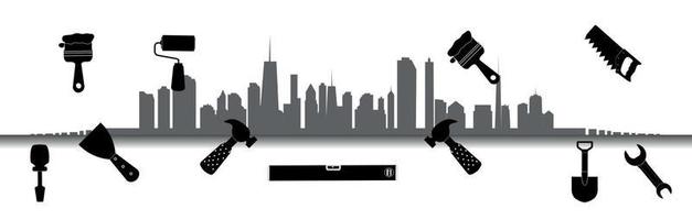 City. Tools for Repair. Vector Illustration.