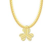 Gold Chain Jewelry whith Three Leaf Clover. Vector Illustration.