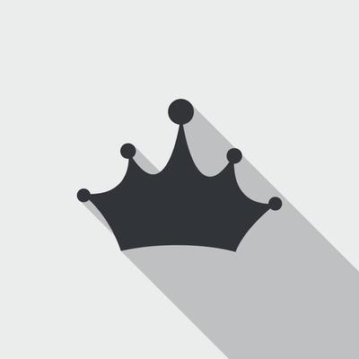 Crown Icon with Long Shadow Vector Illustration
