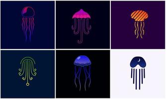 Set logo jellyfish vector