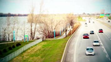 Motion-Photo   Cinemagraph   of Cyclists on a Bike Path Aside the Frozen Highway. video