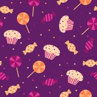A vector illustration seamless pattern background of halloween candies