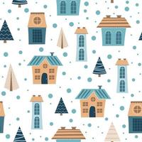 Seamless city pattern. Cartoon colored houses of different sizes endless design vector