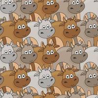 Cute ox background. Seamless pattern with little cartoon cows or bulls vector