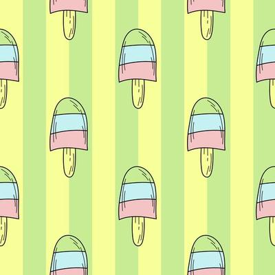 Seamless pattern of color hand drawn Ice cream for design