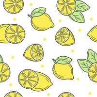 Fresh lemons background, hand drawn icons. Doodle seamless pattern vector