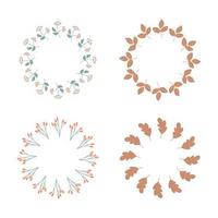 Autumn minimalistic wreath on white. Set of circular elements vector