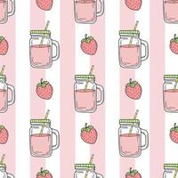 Strawberry smoothie - Seamless pattern on background vector