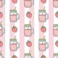 Strawberry smoothie - Seamless pattern on background vector