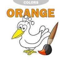 Coloring book - finny bird. Learn colors. vector