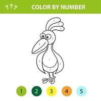 Educational children game. Color the picture by number. Coloring book with bird vector