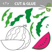 Cut and glue. Simple kid application with Watermelon vector