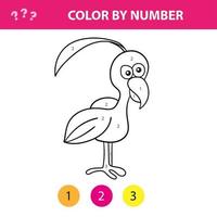 Educational children game. Color the picture by number. Coloring book with bird vector