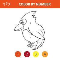 Educational children game. Color the picture by number. Coloring book with bird vector