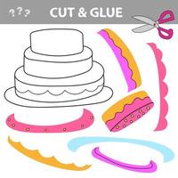 Education game for children. Cake. Use scissors and glue to create the image. vector