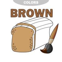 pan de ilustración de contorno de vector de dibujos animados - aprender los colores. color marrón