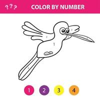 Educational children game. Color the picture by number. Coloring book with bird vector