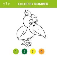 Educational children game. Color the picture by number. Coloring book with bird vector