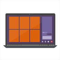 Online Halloween party concept, computer screen have video conference vector