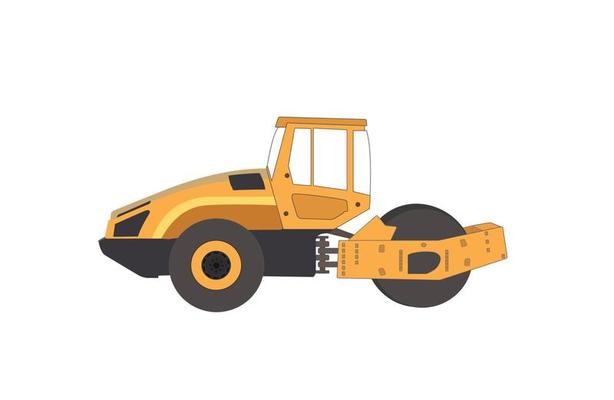 Rammer. Major Construction. Rink Asphalt. Vector Illustration.