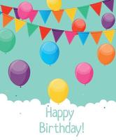 Glossy Happy Birthday Balloons Background Vector Illustration