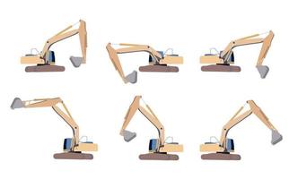 Set of Excavator work. Isolated vector