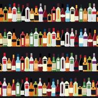 Vector Illustration of Silhouette Alcohol Bottle Seamless Pattern Background