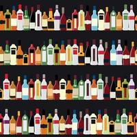 Vector Illustration of Silhouette Alcohol Bottle Seamless Pattern Background