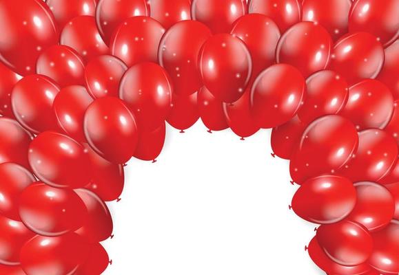 Set of Red Balloons, Vector Illustration