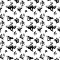 Seamless Pattern. Set of Tree Silhouette Isolated on White Backgorund. Vector Illustration