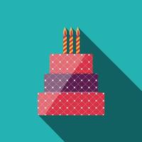 Birthday Cake Flat Icon for Your Design, Vector Illustration