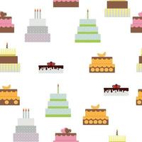 Birthday Cake Flat Icon Seamless Pattern Background for Your Design, Vector Illustration