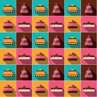 Birthday Cake Flat Icon Seamless Pattern Background for Your Design, Vector Illustration