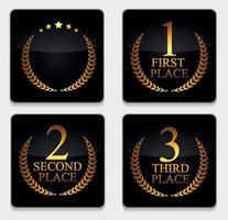 First, Second and Third Place Laurel Design Label Vector Illustration