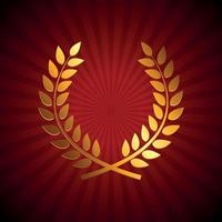 Gold Award Laurel Wreath. Winner Leaf label,  Symbol of Victory. Vector Illustration