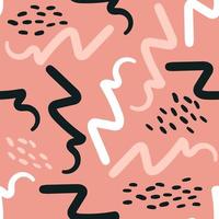 Hand drawn brush pattern, zigzags, lines and curves vector