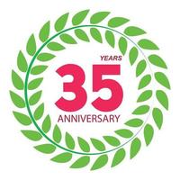 Template Logo 35 Anniversary in Laurel Wreath Vector Illustration