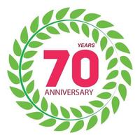 Template Logo 70 Anniversary in Laurel Wreath Vector Illustration