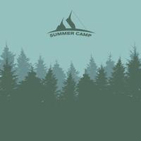 campamento de verano. imagen de la naturaleza. silueta de árbol. ilustración vectorial vector