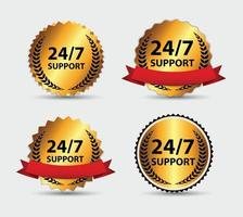 Vector 24 7 SUPPORT Sign, Label Template