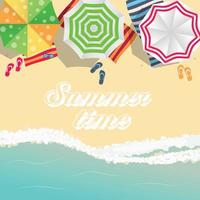 Summer Time Background. Sunny Beach in Flat Design Style vector